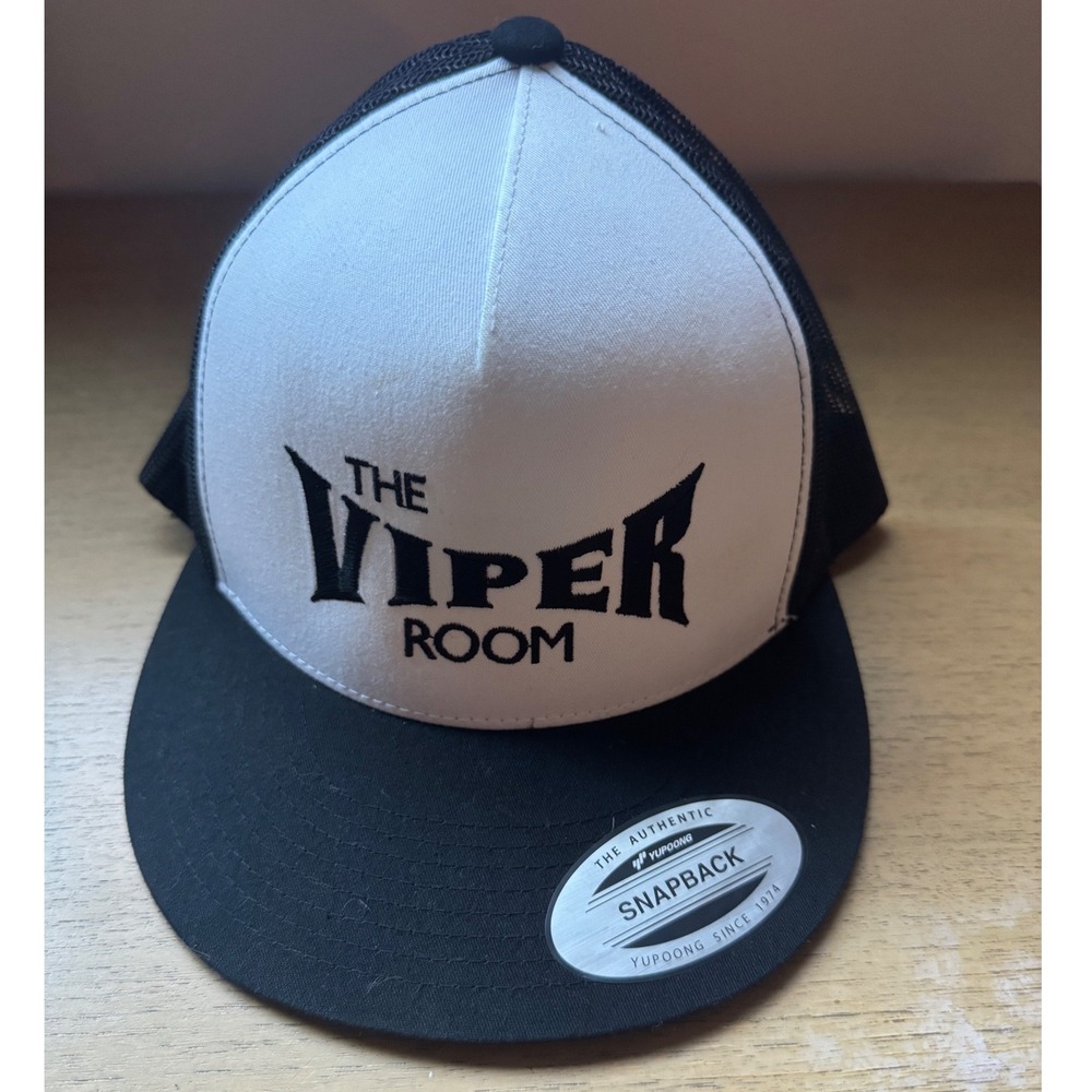 The Viper Room Yupoong Classics Trucker Hat Snapback Black White Sunset Strip